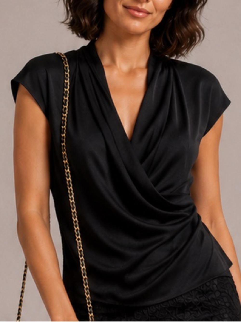 MAX MARA |  Black Silk Draped Blouse Cowl Neck Wrap Style Italian Luxury Top